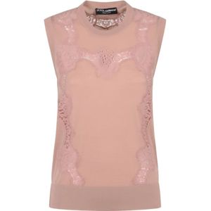 Dolce & Gabbana, Dames, Tops, Roze, Maat: XL