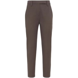 Brunello Cucinelli, Dames, Broeken, Bruin, Maat: M Wol,