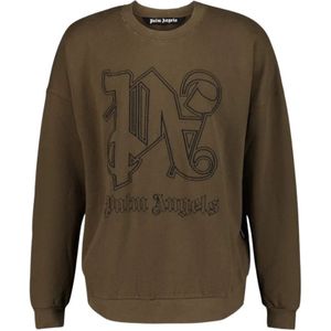 Palm Angels, Heren, Sweatshirts & Hoodies, Bruin, Maat: M Katoen,