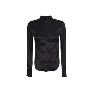 Pinko Zwarte zijden overhemd met lange mouwen , Black , Dames , Maat: XL