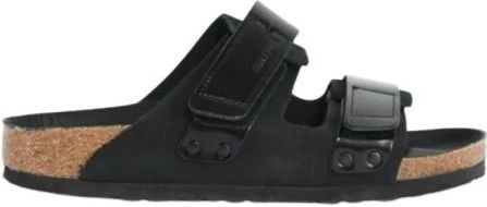 Birkenstock - Sliders - Zwart - Nubuck Leer - Anatomisch Voetbed