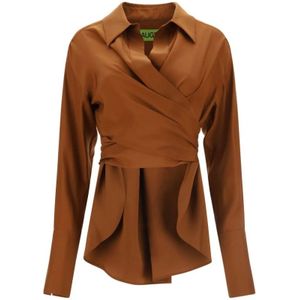 Gauge81, Dames, Blouses & Shirts, Bruin, Maat: S Zijde,