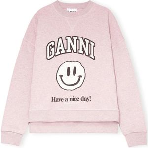 Ganni Smiley Print Sweatshirt Set , Purple , Dames , Maat: 2Xs/Xs