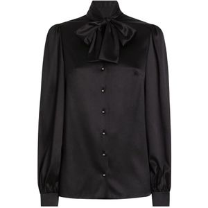 Dolce & Gabbana, Dames, Blouses & Shirts, Zwart, Maat: L Satijn,