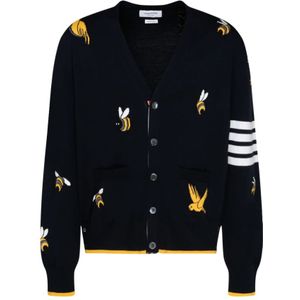 Thom Browne, Heren, Truien, Blauw, Maat: M Katoen,