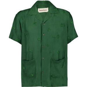 Baziszt, Heren, Overhemden, Groen, Maat: M Zijde,