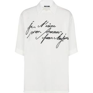 Balmain T-shirt met kraag en borduursel van 'Liefdesbrief' , White , Heren , Maat: XS