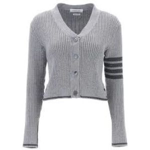 Thom Browne, Dames, Truien, Grijs, Maat: XS Wol,