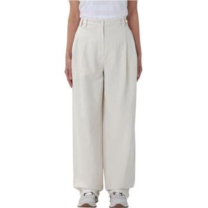 Brunello Cucinelli, Dames, Broeken, Wit, Maat: 2XS Linnen,