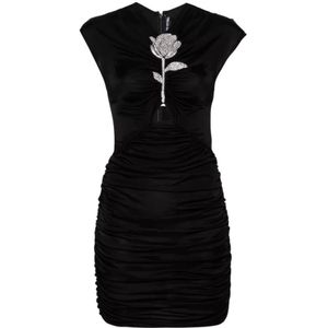 David Koma - Jurk - Zwart - Mouwloos - Nauwsluitend - V-hals