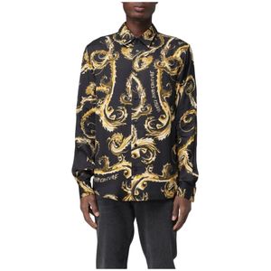 Versace Jeans Couture, Heren, Overhemden, Zwart, Maat: XL Zijde,