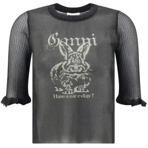 Ganni, Dames, Tops, Zwart, Maat: S