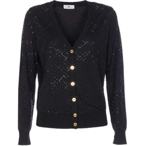 Elisabetta Franchi, Dames, Truien, Zwart, Maat: L