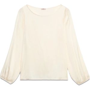 Oltre, Dames, Blouses & Shirts, Wit, Maat: S Satijn,