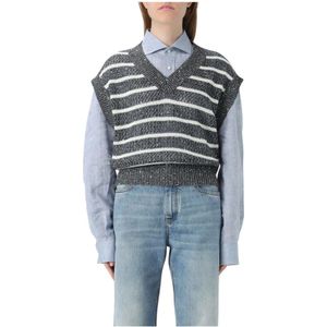 Brunello Cucinelli, Dames, Truien, Blauw, Maat: M