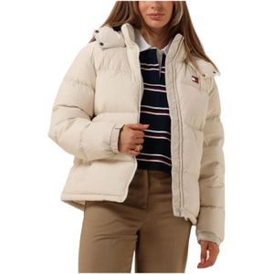 Tommy Jeans, Dames, Jassen, Beige, Maat: L Zijde,