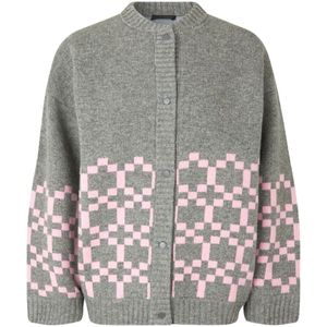 Stine Goya - Tino Padded Dry Heavy Knit - Cardigan - Grijs - Wol/Nylon