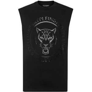 Plein Sport, Heren, Tops, Zwart, Maat: XL Katoen,