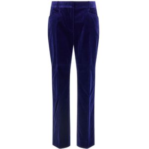 Tom Ford, Dames, Broeken, Blauw, Maat: 3XS Velours,