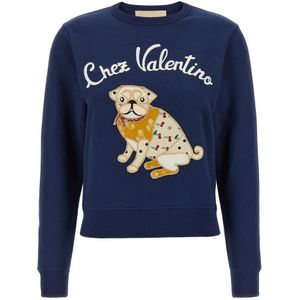 Valentino, Dames, Sweatshirts & Hoodies, Blauw, Maat: S Katoen,