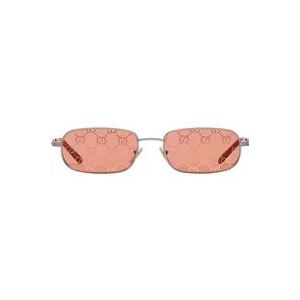 Gucci Metalen Ovale Spiegelzonnebril , Gray , unisex , Maat: 57 MM