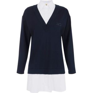 Elisabetta Franchi, Dames, Jurken, Blauw, Maat: XS Katoen,
