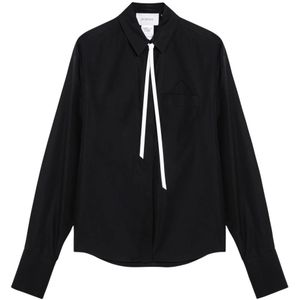 Sportmax, Dames, Blouses & Shirts, Zwart, Maat: XS Katoen,