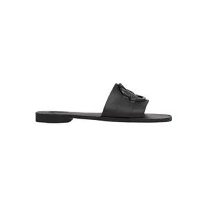 Moncler Zwarte Slide Sandalen met 3D Logo , Black , Dames , Maat: 37 EU