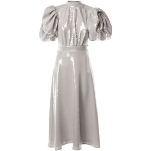 Rotate Birger Christensen, Dames, Jurken, Grijs, Maat: 4XS Leer,