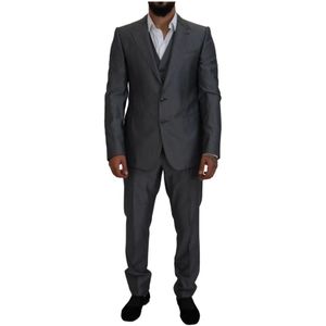 Dolce & Gabbana, Heren, Pakken, Grijs, Maat: XS Zijde,