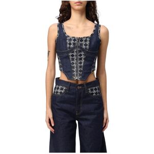 Amiri, Dames, Tops, Blauw, Maat: S Denim,