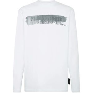 Plein Sport, Heren, Tops, Wit, Maat: L Katoen,