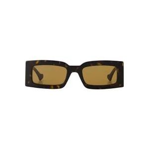 Gucci Rechthoekige zonnebril - Havana/Bruin , Brown , Dames , Maat: ONE Size