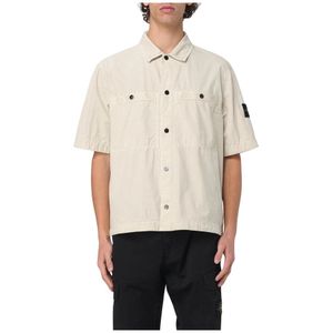 Stone Island, Heren, Overhemden, Beige, Maat: M Katoen,