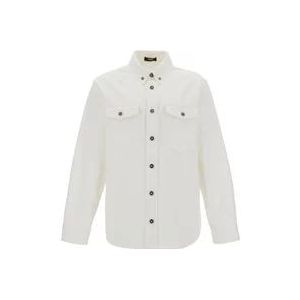 Versace Witte Overhemd met Knoopsluiting , White , Heren , Maat: L