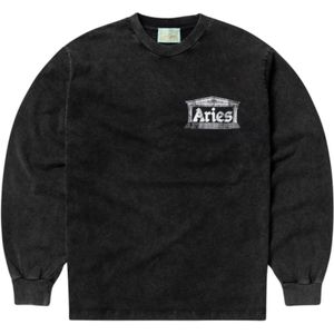 Aries, Heren, Sweatshirts & Hoodies, Zwart, Maat: XL Katoen,