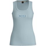 Hugo Boss - Mouwloze Top - Hemelsblauw - Stretch Katoen Rib