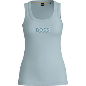 Hugo Boss - Mouwloze Top - Hemelsblauw - Stretch Katoen Rib