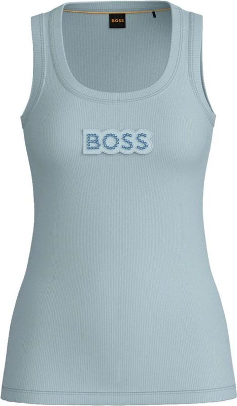Hugo Boss - Mouwloze Top - Hemelsblauw - Stretch Katoen Rib