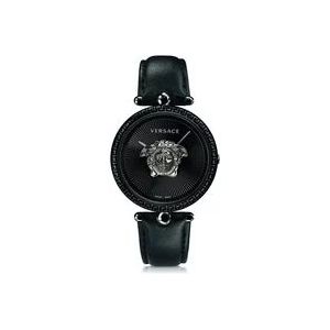Versace Palazzo Empire Zwart Leren Horloge , Black , Dames , Maat: ONE Size