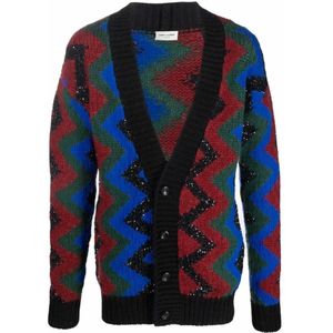 Saint Laurent, Heren, Truien, Veelkleurig, Maat: M Wol,