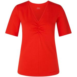 Marc Cain - T-shirt - Rood - Elastische Stof - Ruches