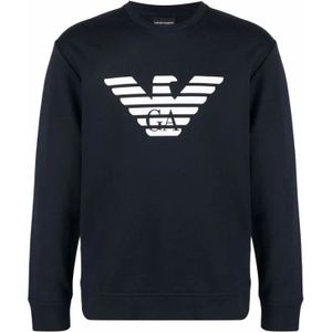 Emporio Armani, Heren, Sweatshirts & Hoodies, Blauw, Maat: 2XL Katoen,