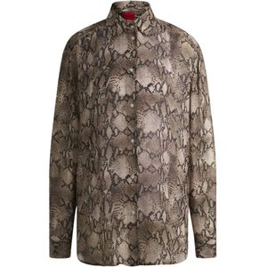 HUGO - Oversized-fit - Blouse - Pythonprint - Crêpe de Chine