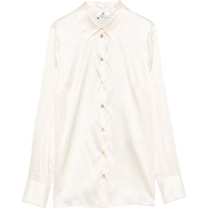 Elisabetta Franchi, Dames, Blouses & Shirts, Wit, Maat: M Satijn,