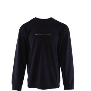 Brunello Cucinelli, Heren, Sweatshirts & Hoodies, Blauw, Maat: XL Katoen,