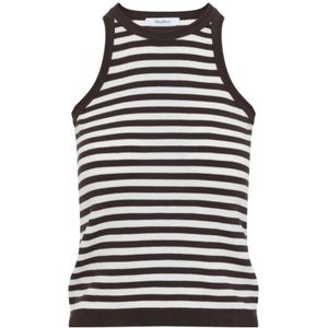 Max Mara, Dames, Tops, Bruin, Maat: S Katoen,