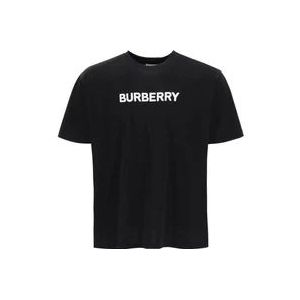 Burberry Logo Print Biologisch Katoenen T-Shirt , Black , Heren , Maat: S
