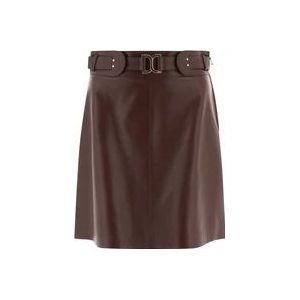 Chloé A-Lijn Leren Rok , Brown , Dames , Maat: S