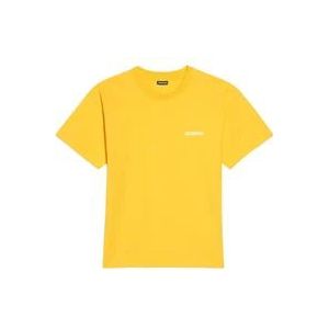 Jacquemus Surrealistische Logo Print Klassiek T-Shirt , Yellow , Dames , Maat: S